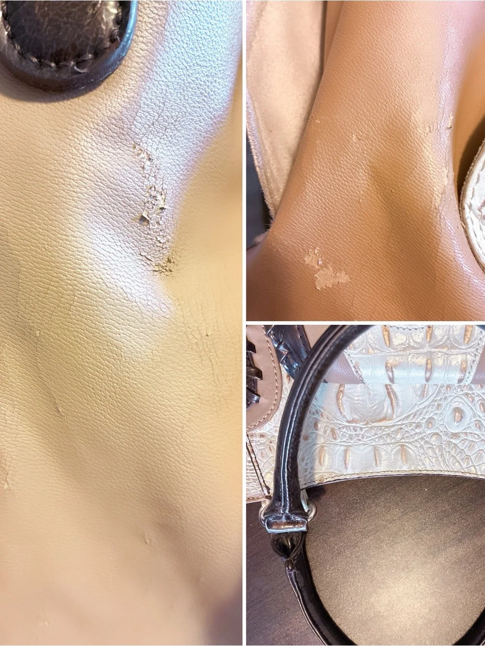 Croc-Embossed Tan and Cream Tote with Matching Wallet